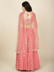 Sequin Embroidery Georgette Choli With Lehenga & Dupatta