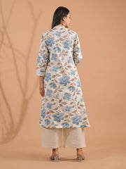 Printed Cotton Blend Kurta With Pants