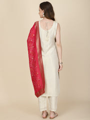 Tissue Kurta With Pants & Printed Georgette Dupatta