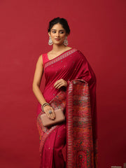 Woven Design Art Silk Magenta Saree