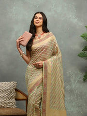 Resham Embroidered Cotton Blend Woven Saree