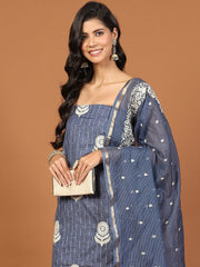 All Over Embroidered Cotton Blend Unstitched Suit Piece With Dupatta