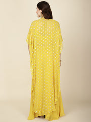 Zari Embroidered Georgette Crop Top With Sharara & Cape