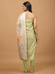 Neck Embroidered Chanderi Unstitched Suit Piece With Dupatta