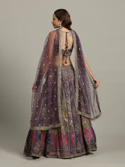 Multi Kali Art Silk Choli With Lehenga & Dupatta