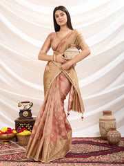 Zari Border Booti Woven Art Silk Saree