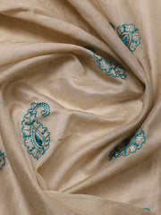 Embroidered Cotton Unstitched Suit With Pant & Dupatta