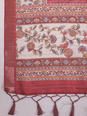 Printed Art Silk Rust Saree