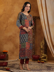 Printed Cotton Blend Kurta With Pants