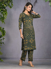 Printed Cotton Blend Kurta With Pants