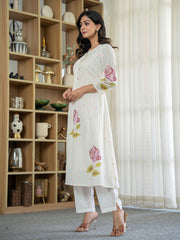 Printed Cotton Blend Kurta With Pants
