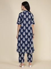 Printed Cotton Blend Kurta With Pants