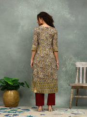 Yoke Embroidered Cotton Blend Kurta