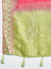 Zari Border Booti Art Silk Woven Saree