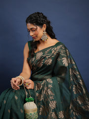 Woven Design Art Silk Unstitched Suit With Pant & Dupatta