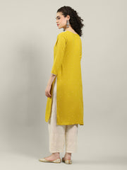 Neck Embroidered Cotton Blend Kurta With Palazzo