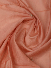 Embroidered Chanderi Cream-Peach Unstitched Suit With Pant & Dupatta