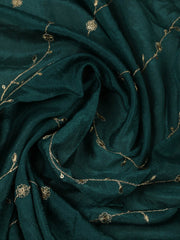 Embroidered Chinon Rama Green Unstitched Suit With Pant & Dupatta