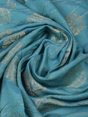 Embroidered Chanderi Sea Green Unstitched Suit With Pant & Dupatta