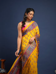 Digital Printed Art Silk Unstitched Suit With Pant & Dupatta