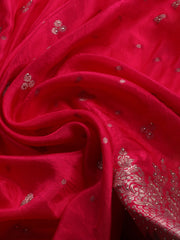 Embroidered Art Silk Unstitched Suit With Dupatta