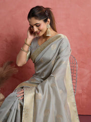Woven Border Booti Art Silk Saree