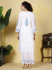 Printed Cotton Blend Kurta With Pants