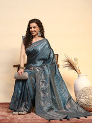 Embroidered Satin Saree