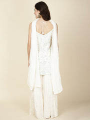 Resham Sequin Embroidered Georgette Kurta With Garara & Dupatta