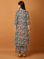 Printed Cotton Blend Kurta With Palazzo