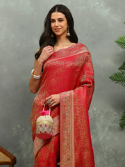 Stone Work Satin Embroidery Saree
