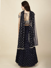 Resham Embroidery Georgette Choli With Lehenga & Dupatta