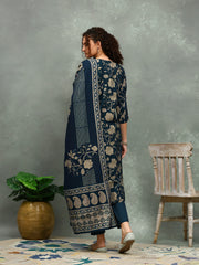 Printed Cotton Blend Kurta With Pants & Dupatta
