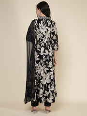 Printed Cotton Blend Kurta With Pants & Dupatta