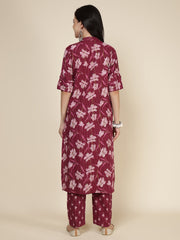 Printed Cotton Blend Kurta With Pants