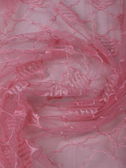 Embroidered Chanderi Pink Unstitched Suit With Pant & Dupatta