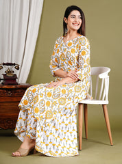Printed Cotton Blend Kurta With Skirt