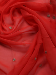 Embroidered Art Silk Unstitched Suit With Dupatta