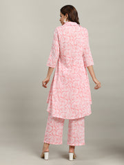 Printed Cotton Blend Kurta With Pants