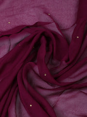 Woven Design Chanderi Wine Unstitched Suit With Pant & Dupatta