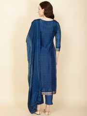Abstract Printed Handloom Kurta With Pants & Dupatta