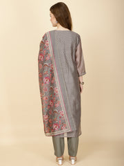 Abstract Print Chanderi Suit Set With Dupatta