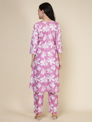 Printed Cotton Blend Kurta With Pants