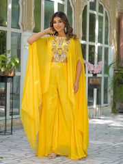 Embroidered Chinon Top With Plazzo