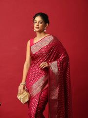 Woven Design Art Silk Wine Saree