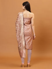 Woven Banarasi Chanderi Unstitched Suit With Dupatta
