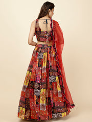 Sequence Embroidered Georgette Choli With Lehenga & Dupatta