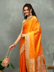 Zari Border Booti Art Silk Woven Saree