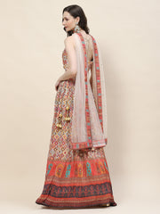 Printed Georgette Choli With Lehenga & Dupatta