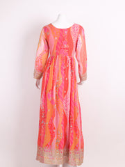 Embelished Work Art Silk Sweet Heart Long Gown With Dupatta